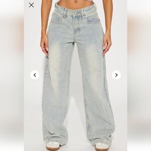 Fashion Nova Peace Of Mind Tinted Baggy Jeans Light Wash Size 7